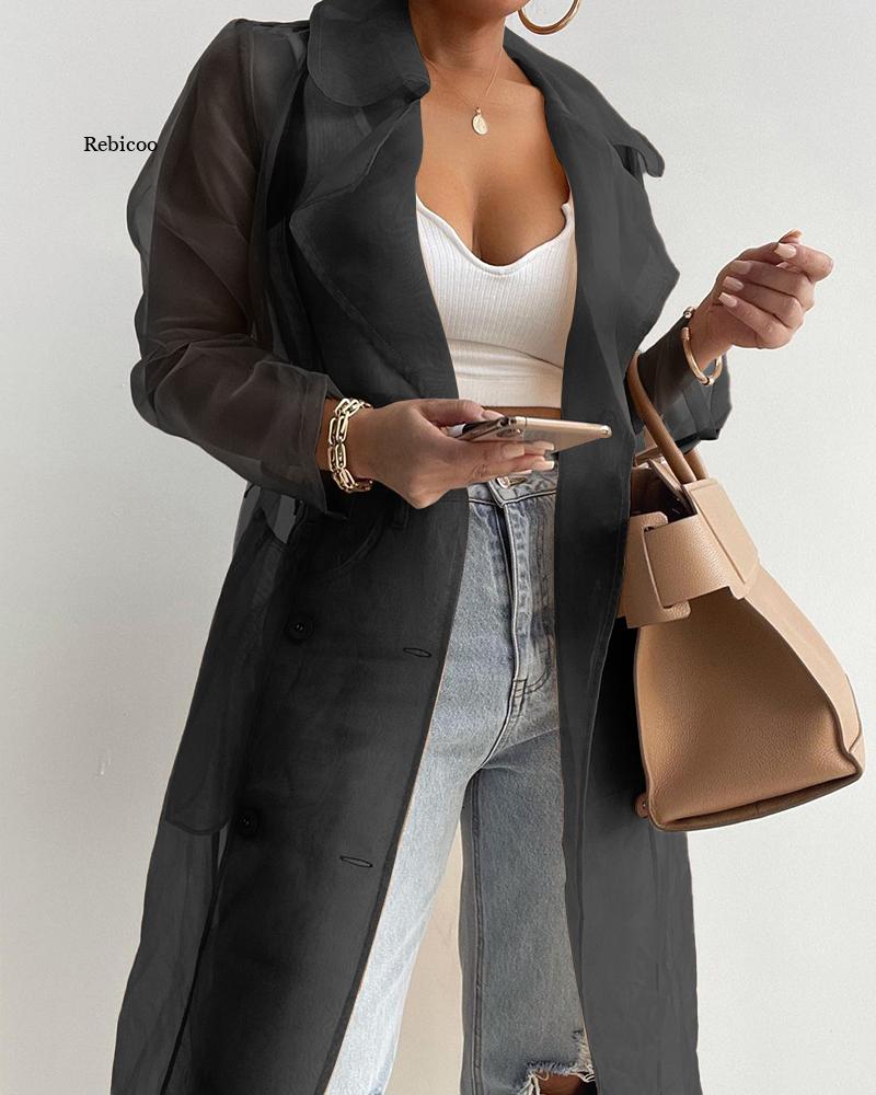 Women's Fashion See through Spring Trench Top