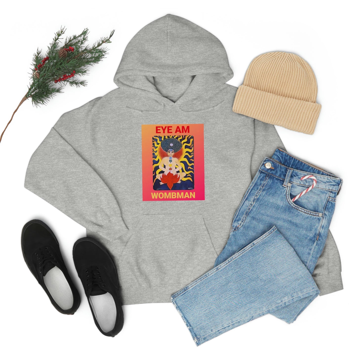 Eye Am Wombman/Unisex Heavy Blend Hooded Sweatshirt