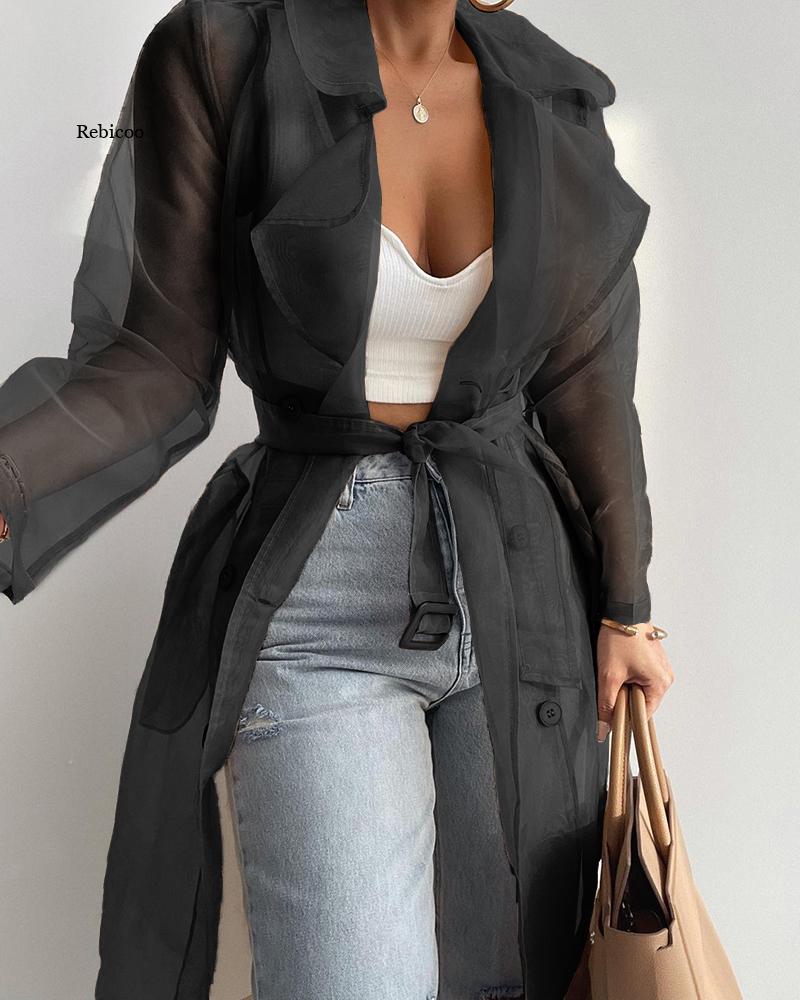Women's Fashion See through Spring Trench Top