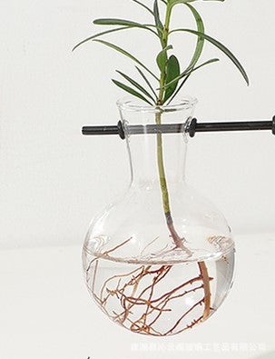Creative Wood Frame Hydroponic Glass Vase for Plants