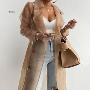 Women's Fashion See through Spring Trench Top