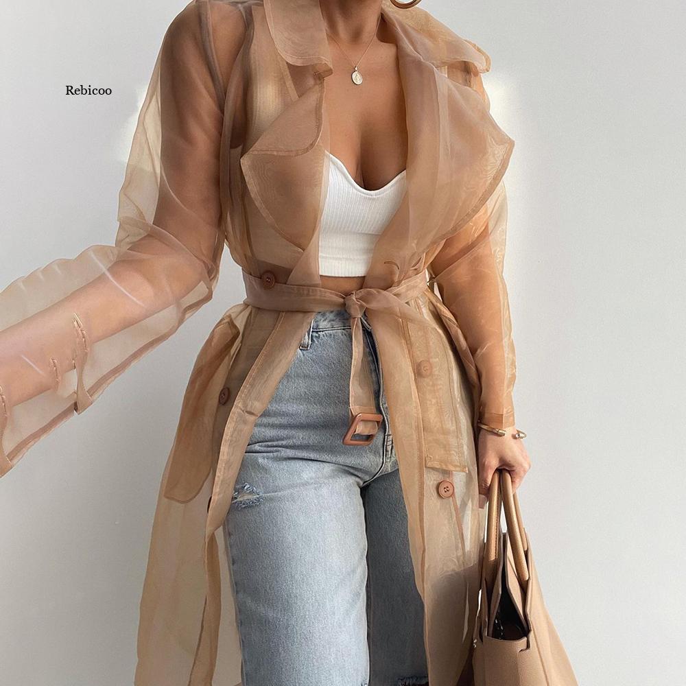 Women's Fashion See through Spring Trench Top