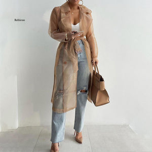 Women's Fashion See through Spring Trench Top